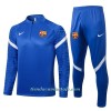 Sudadera De Entrenamiento Trajes FC Barcelona Cremallera De Cuarto 2022-23 Azul Blanca - Hombre